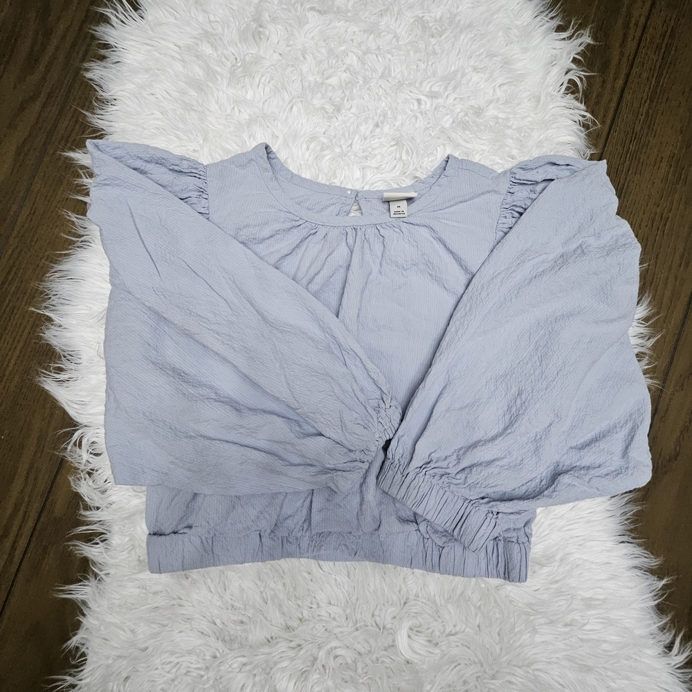 A New Day Soft Blue Cropped Blouse
